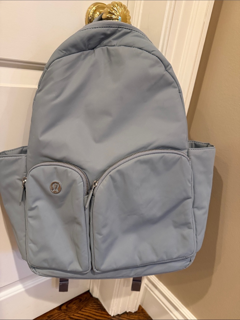 Lululemon rare Gray Curved Lines Backpack Knapsack Luggage strap 4 travel 17L